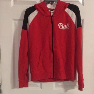 Red Victoria’s Secret Pink zip up hoodie
